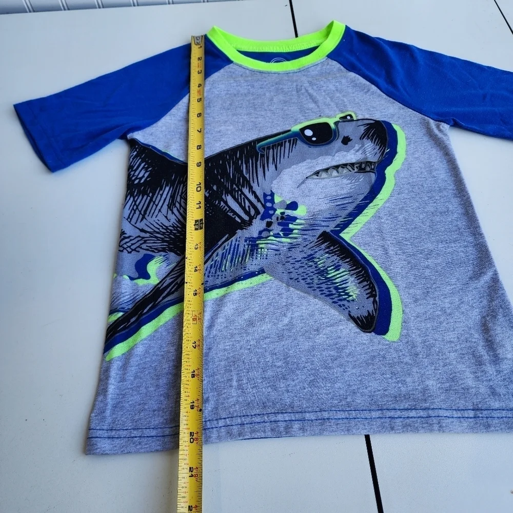 Wonder Nation Boys Pajama Shorts Sleep Set 2-Piece Set Blue Gray Sharks Fleece 8